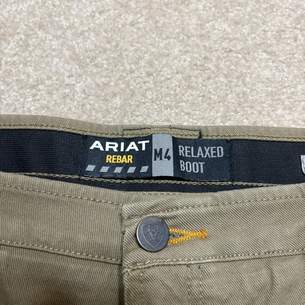 Ariat Rebar M4 Pants Mens 38x26.5 Khaki Relaxed Bootcut Work‎ Carpenter Utility